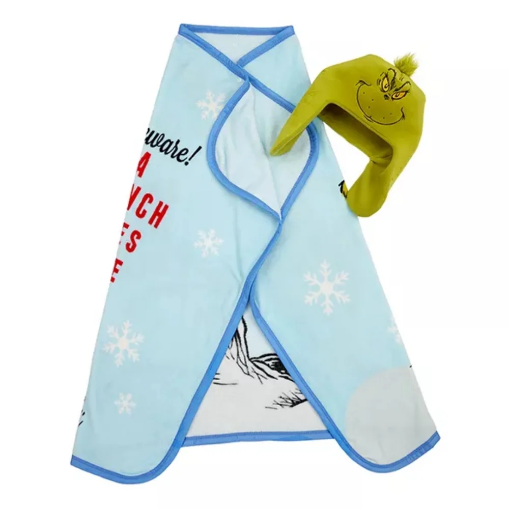 NEW The Grinch Green Hat & Throw Set, 60